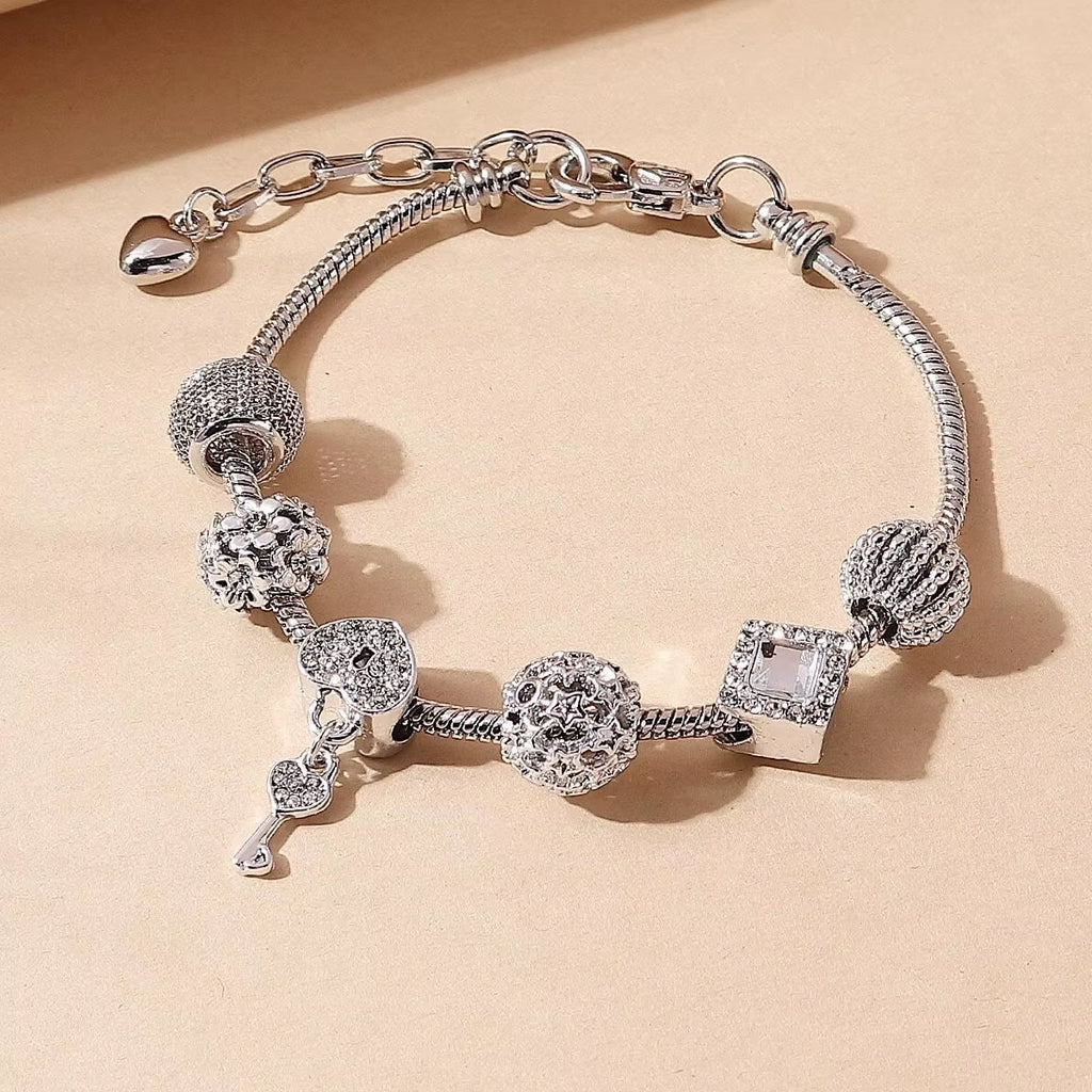 1PC Fashion Multi Element Accessories Drip Oil Rose Love Little Swan Pan Family Bracelet Jewelry Daily Dressing Party Gift -7633